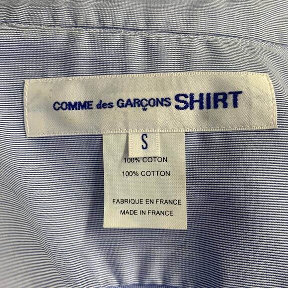 COMME des GARCONS SHIRT Size S Blue Brown Stripe Plaid Long Sleeve Shirt - Picture 4 of 4